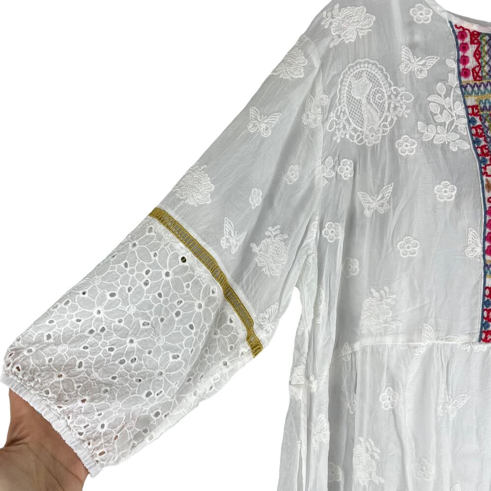 Johnny Was Kit Tunic Dress Lace Embroidery Eyelet White Size XL - Picture 7 of 12